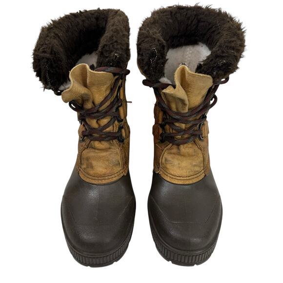 SOREL VTG BADGER Boots Womens Size 6 Brown Leather Lined Winter Snow CANADA Made - Picture 2 of 11